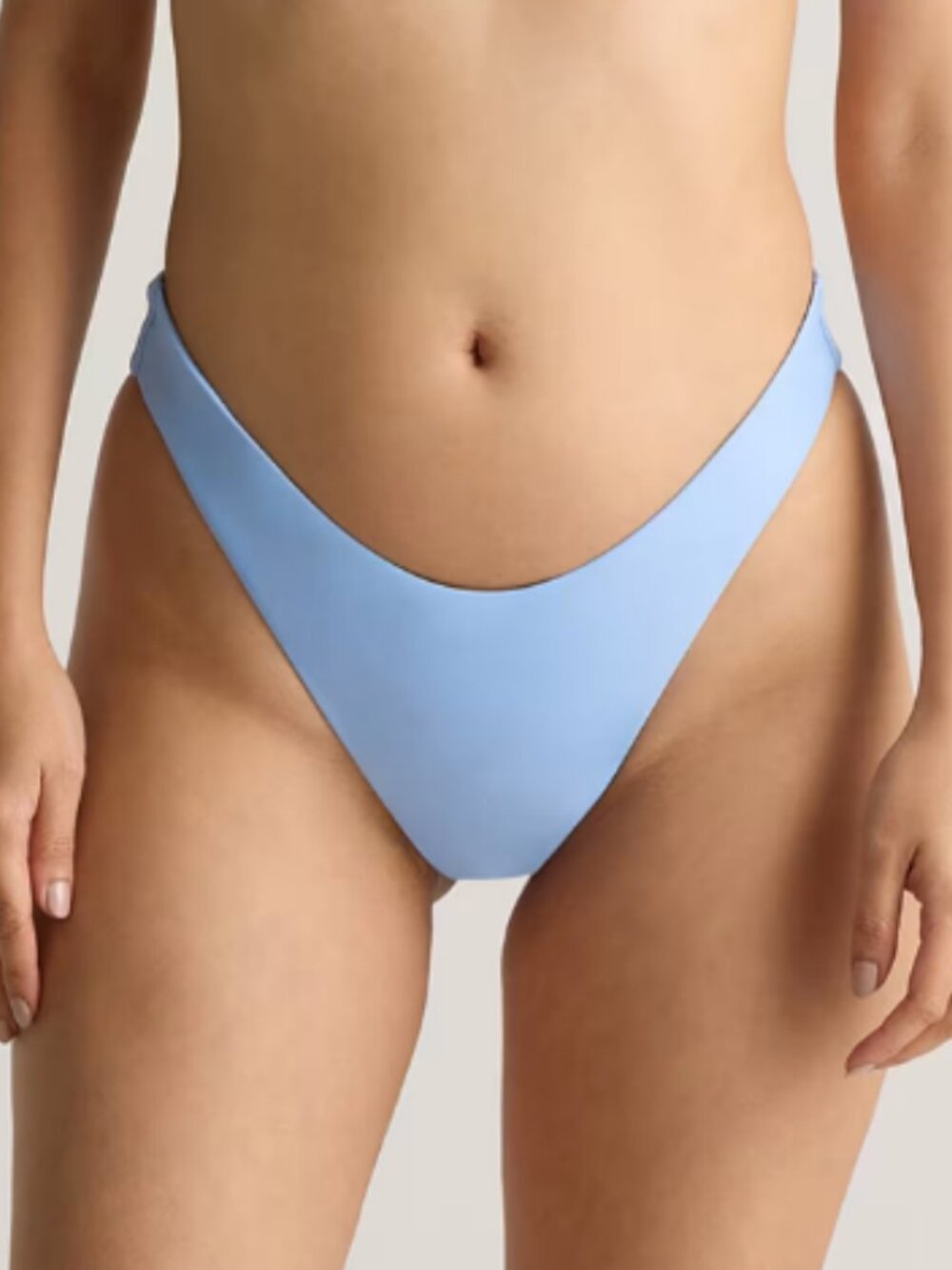 Quince Italian High-Leg Bikini Bottom Clear Blue Sky M NWT